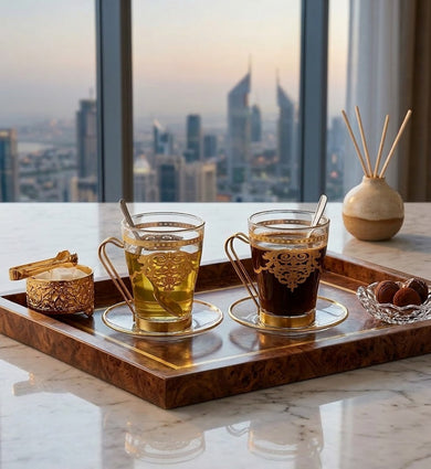 Luxury Tea Cups & Saucers with Rich Gold Design – Set of 6