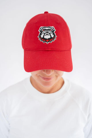 Needlepoint Baseball Hat - Bulldog