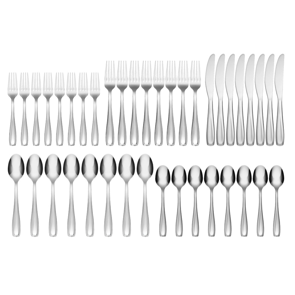 Cambridge Waylen Mirror 40 Piece Flatware Set with Rustic Caddy, 18/0 stainless steel (view 2)