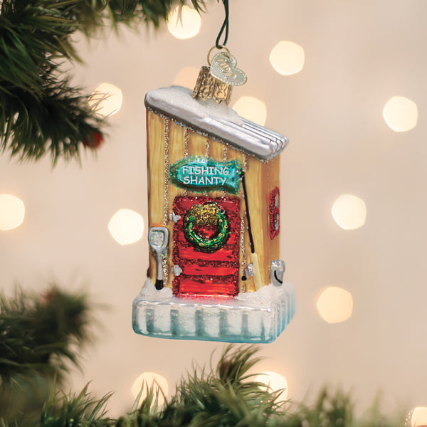 Ice Fishing Shanty Ornament – Unique Winter Cabin Holiday Decoration