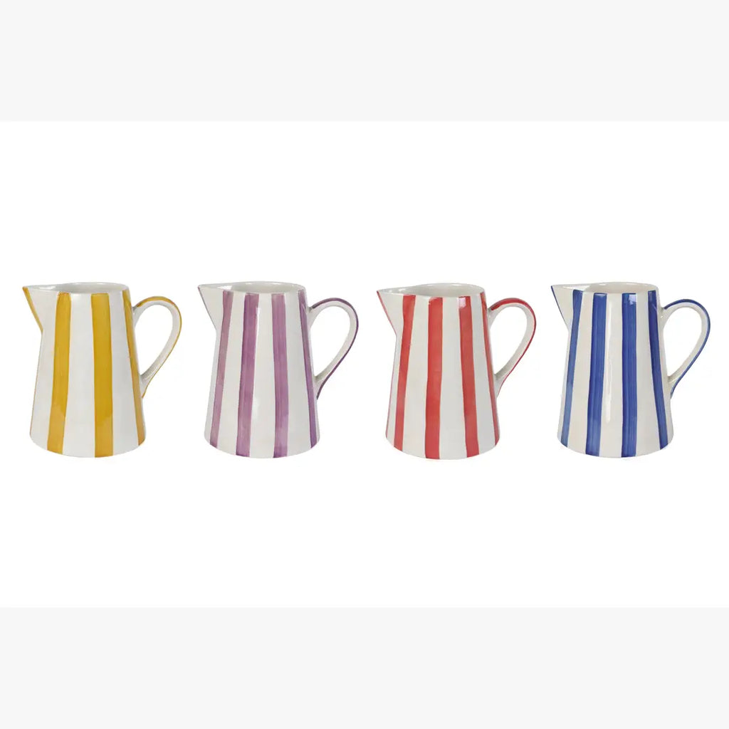 Ceramic Stripe Pitcher Red