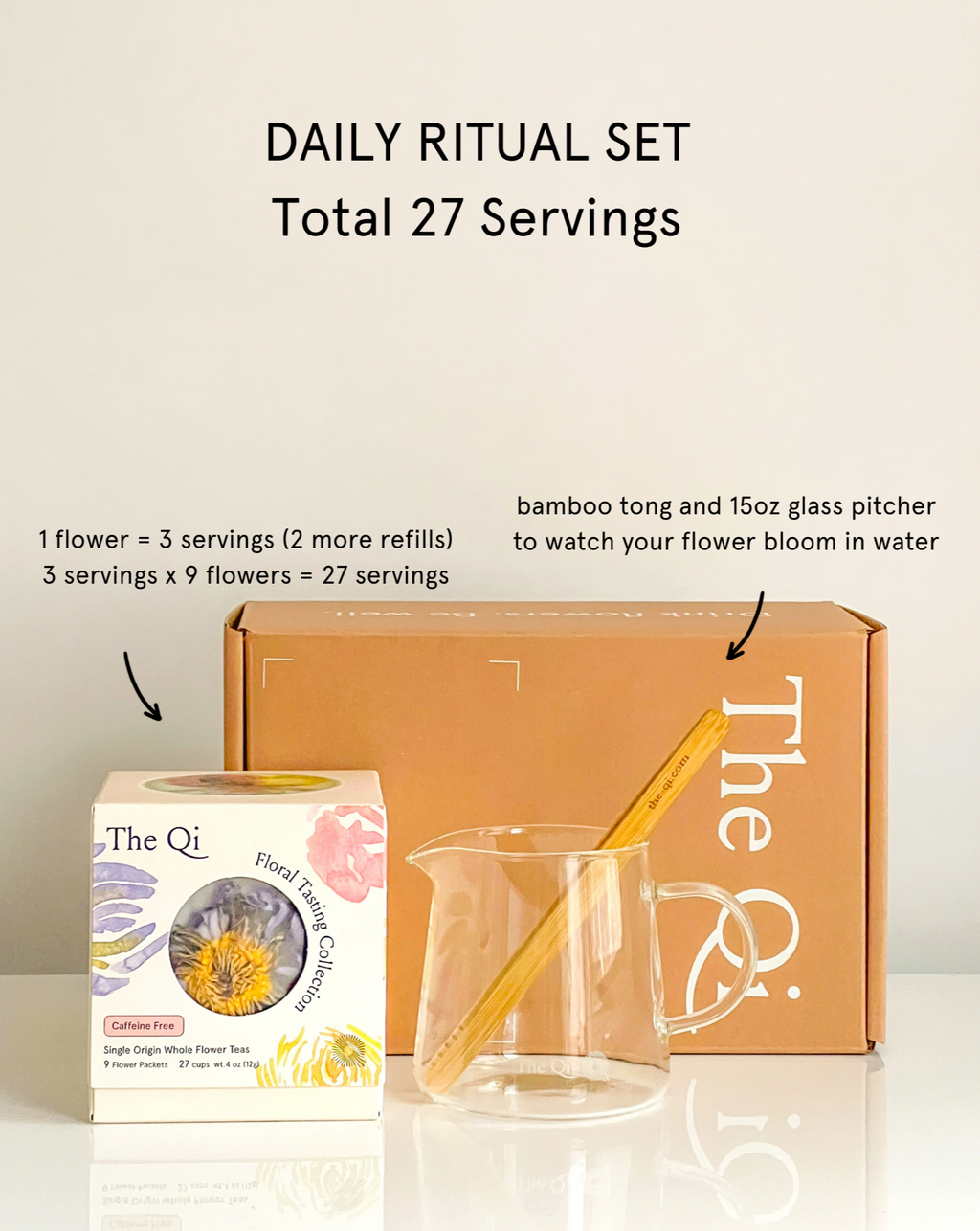 Daily Ritual Set – Flower Tea Wellness Ritual with Glass Pot