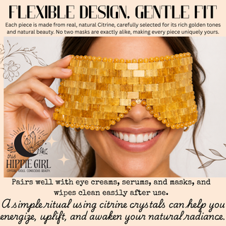 Golden Glow Citrine Eye Mask – Genuine Crystal Cooling Spa Ritual