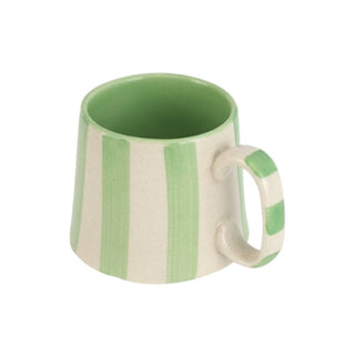 Ceramic Green Stripe Coffee Cup Set of 4