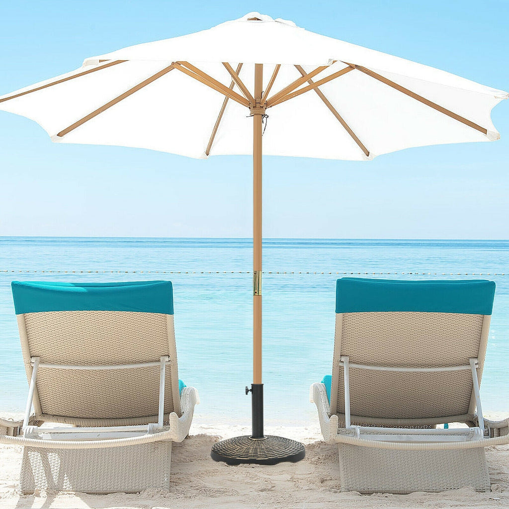 27-Lb. Resin Patio Market Umbrella Base with Rattan Design