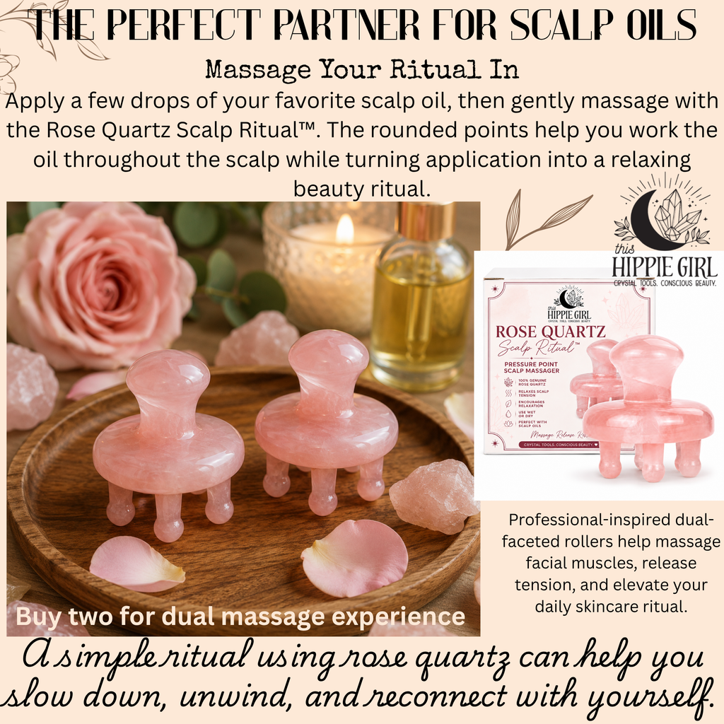 Rose Quartz Scalp Ritual™ – Pressure Point Crystal Scalp Massager
