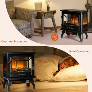 Freestanding Electric Fireplace Heater with 3-Sided Dancing Flame Effect – Black