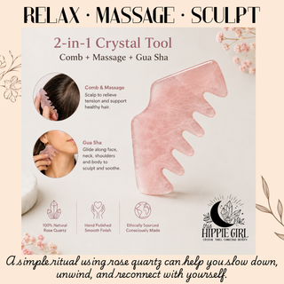 Rose Quartz Scalp Ritual™ Comb + Gua Sha – 2-in-1 Crystal Scalp & Facial Massage Tool
