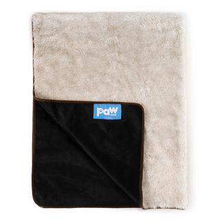 PupProtector™ Summer Short Fur Waterproof Throw Blanket – White with Brown Accents