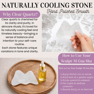 Clear Quartz Sculpt-M Gua Sha – M-Shape Facial Sculpting Tool