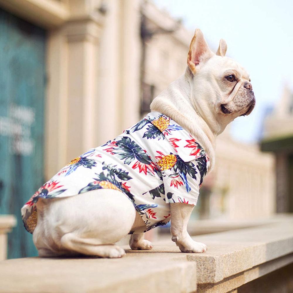 Hawaiian Pet Dog Summer Shirt – Coconut Tree & Pineapple Print