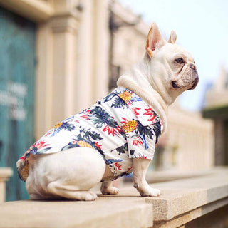 Hawaiian Pet Dog Summer Shirt – Coconut Tree & Pineapple Print