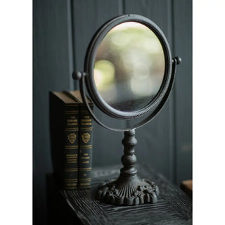 Vintage-Style Cast Iron Tabletop Mirror with Stand
