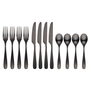 Cambridge Eliana Black Satin 12-Piece Flatware Set, 18/0 stainless steel (view 2)