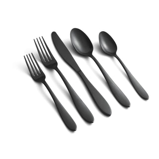 Cambridge Delia Black Satin 20-Piece Flatware Set, 18/0 stainless steel