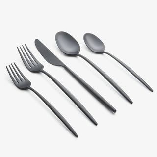 Cambridge Gaze Black Satin 20-Piece Flatware Set, 18/0 stainless steel