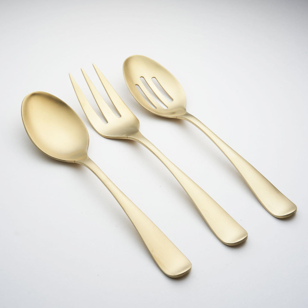 Cambridge Rhiannon Champagne Satin 3-Piece Hostess Set, 18/0 stainless steel