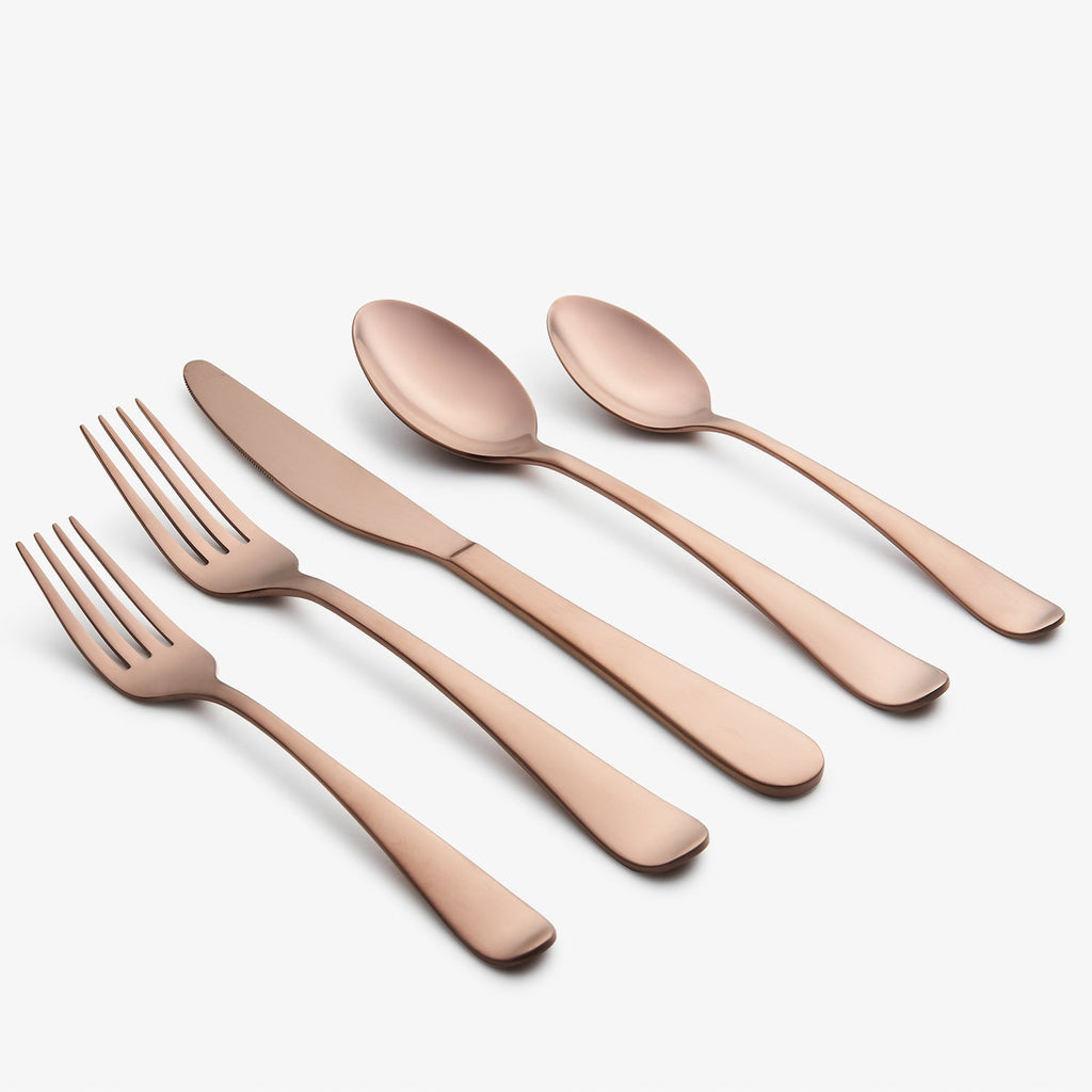 Cambridge Rhiannon Copper Satin 20-Piece Flatware Set, 18/0 stainless steel