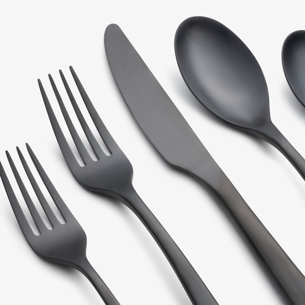 Cambridge Averie Black Satin 20-Piece Flatware Set, 18/0 stainless steel (view 5)