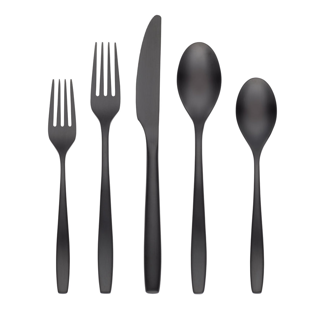 Cambridge Averie Black Satin 20-Piece Flatware Set, 18/0 stainless steel (view 3)