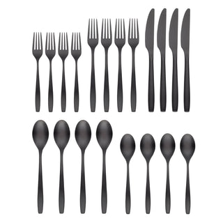 Cambridge Averie Black Satin 20-Piece Flatware Set, 18/0 stainless steel (view 2)