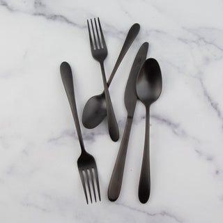 Cambridge Poet Black Satin 20-Piece Flatware Set, 18/0 stainless steel