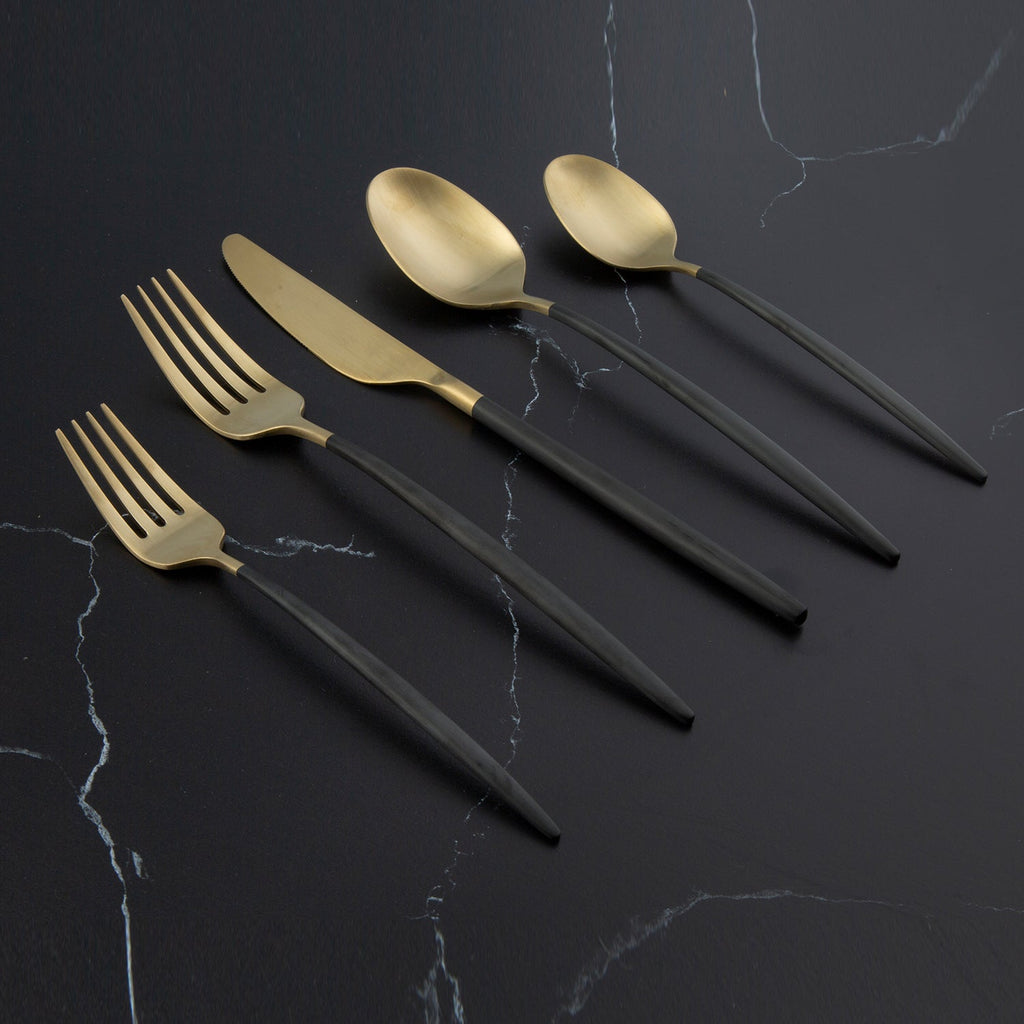 Cambridge Gaze Black Champagne Satin 20-Piece Flatware Set, 18/0 stainless steel (view 9)