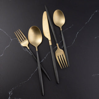 Cambridge Gaze Black Champagne Satin 20-Piece Flatware Set, 18/0 stainless steel (view 8)