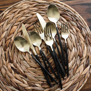 Cambridge Gaze Black Champagne Satin 20-Piece Flatware Set, 18/0 stainless steel (view 4)