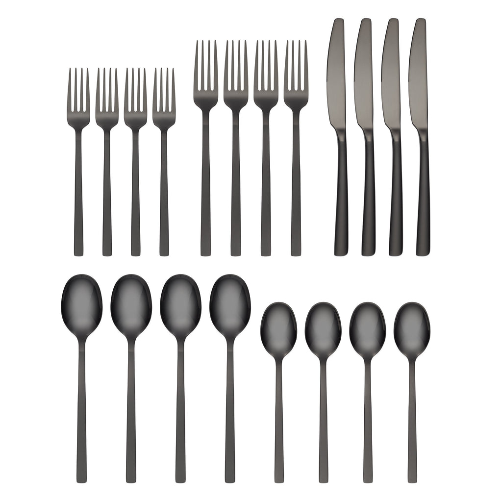 Cambridge Beacon Black Sand Mirror 20-Piece Flatware Set, 18/0 stainless steel (view 2)