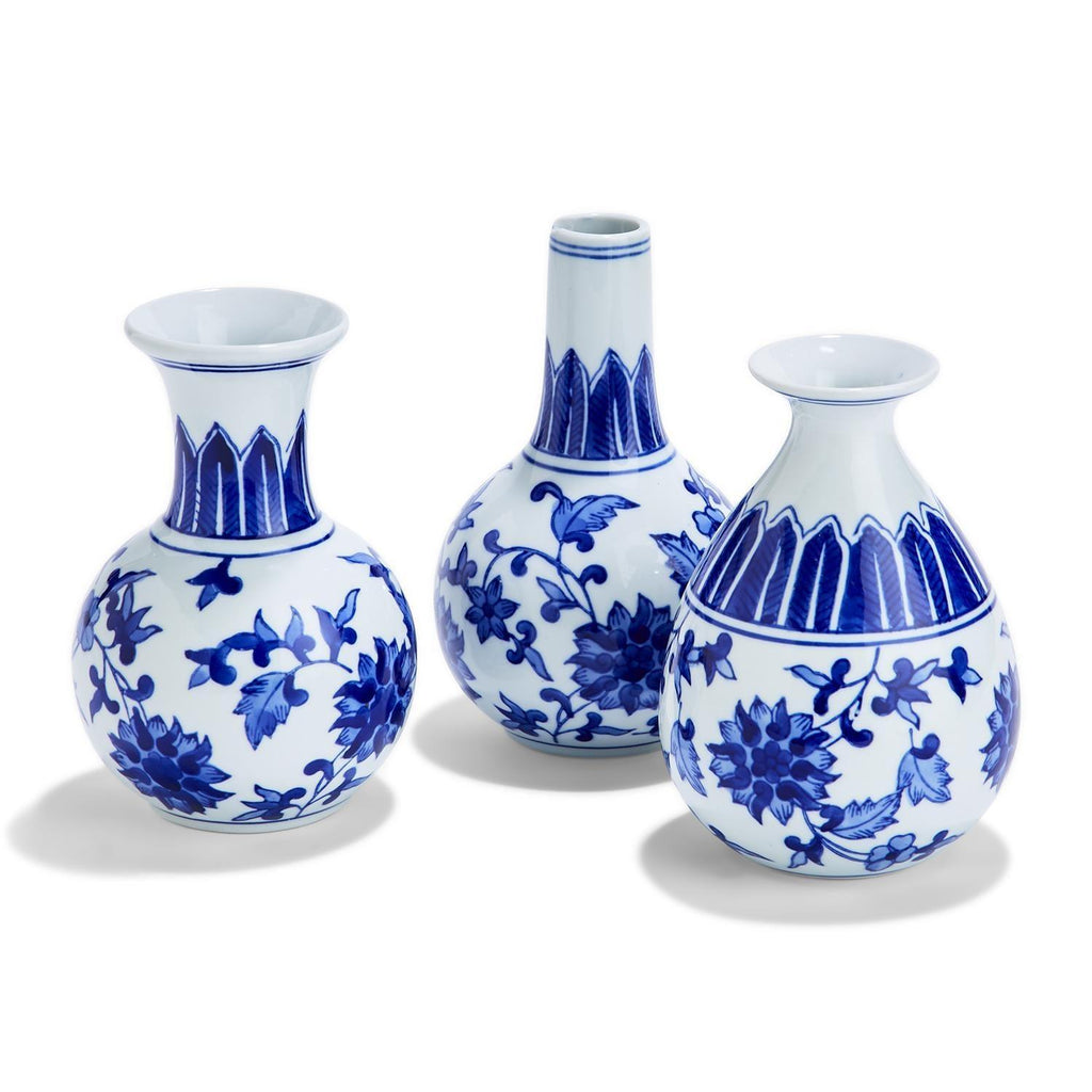Mediterranean Canton Chinoiserie Porcelain Vases – Hand-Painted