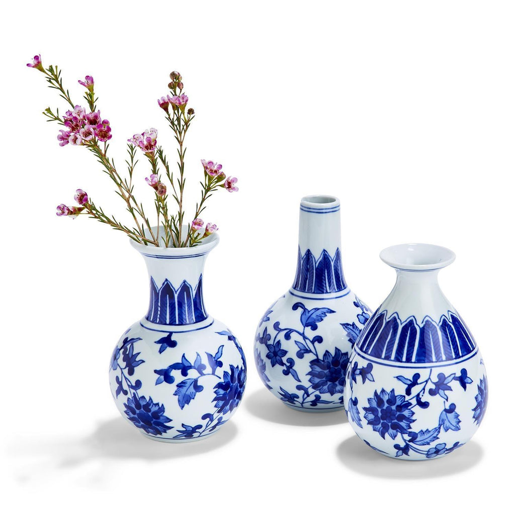 Mediterranean Canton Chinoiserie Porcelain Vases – Hand-Painted