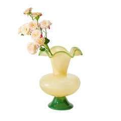 Verdant Bloom Hand-Blown Glass Flower Vase – 11-Inch Artistic Home Decor Vase