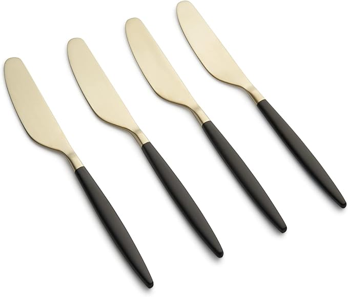 Cambridge Gaze Black Champagne Satin Spreaders, Set of 4, 18/0 stainless steel
