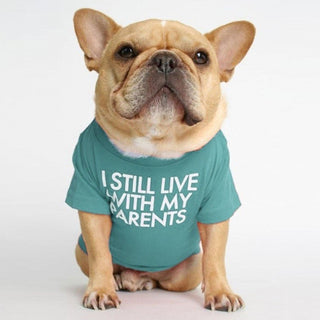 “I Still Live With My Parents” Pet T-Shirt – Soft Cotton Dog & Cat Tee