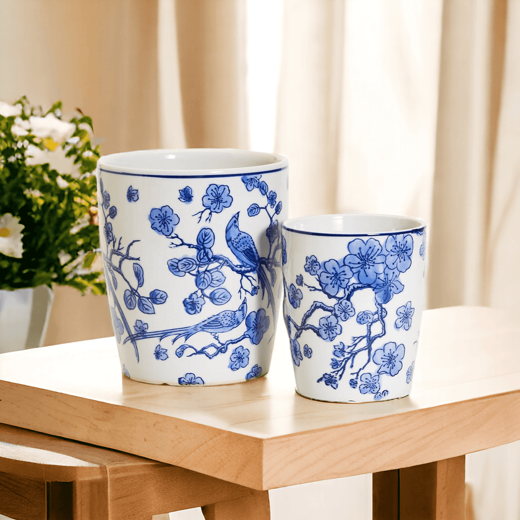 Classic Blue & White Chinoiserie Porcelain Vase – Hand-Painted