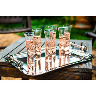 Razzle Dazzle Champagne Flutes with Clear/Gold/Red/Silver Accents, Set of 6