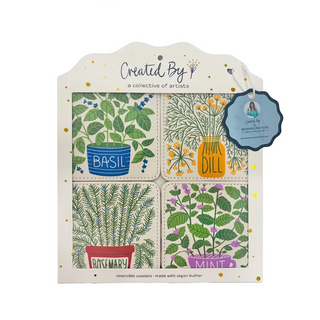 Homegrown Herbs Botanical Coasters – Set of 4