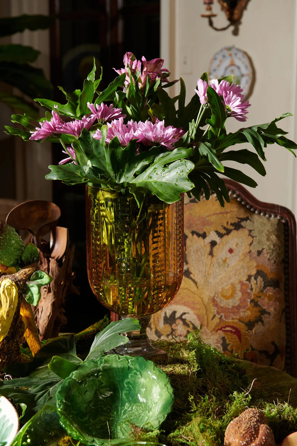 Compagnia Small Bowl/Leaf Plate, Green Oak Leaves