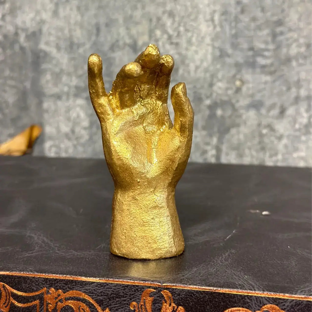 Pewter Gold-Leaf Saint Hand Figurine