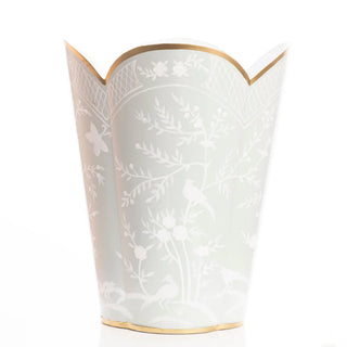 Mint Green & White Chinoiserie Wastepaper Basket & Tissue | Elegant Bath Décor