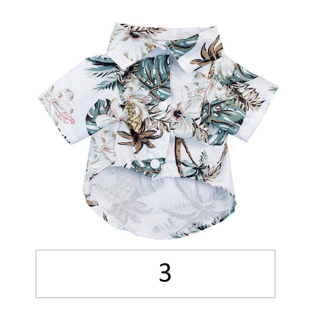 Hawaiian Pet Dog Summer Shirt – Coconut Tree & Pineapple Print