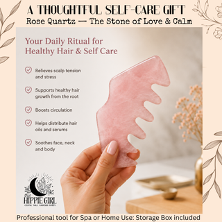 Rose Quartz Scalp Ritual™ Comb + Gua Sha – 2-in-1 Crystal Scalp & Facial Massage Tool