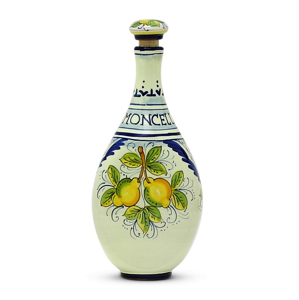LIMONCELLO: Bottle for Limoncello with Stopper Blue design (Limoncello liquor not included)