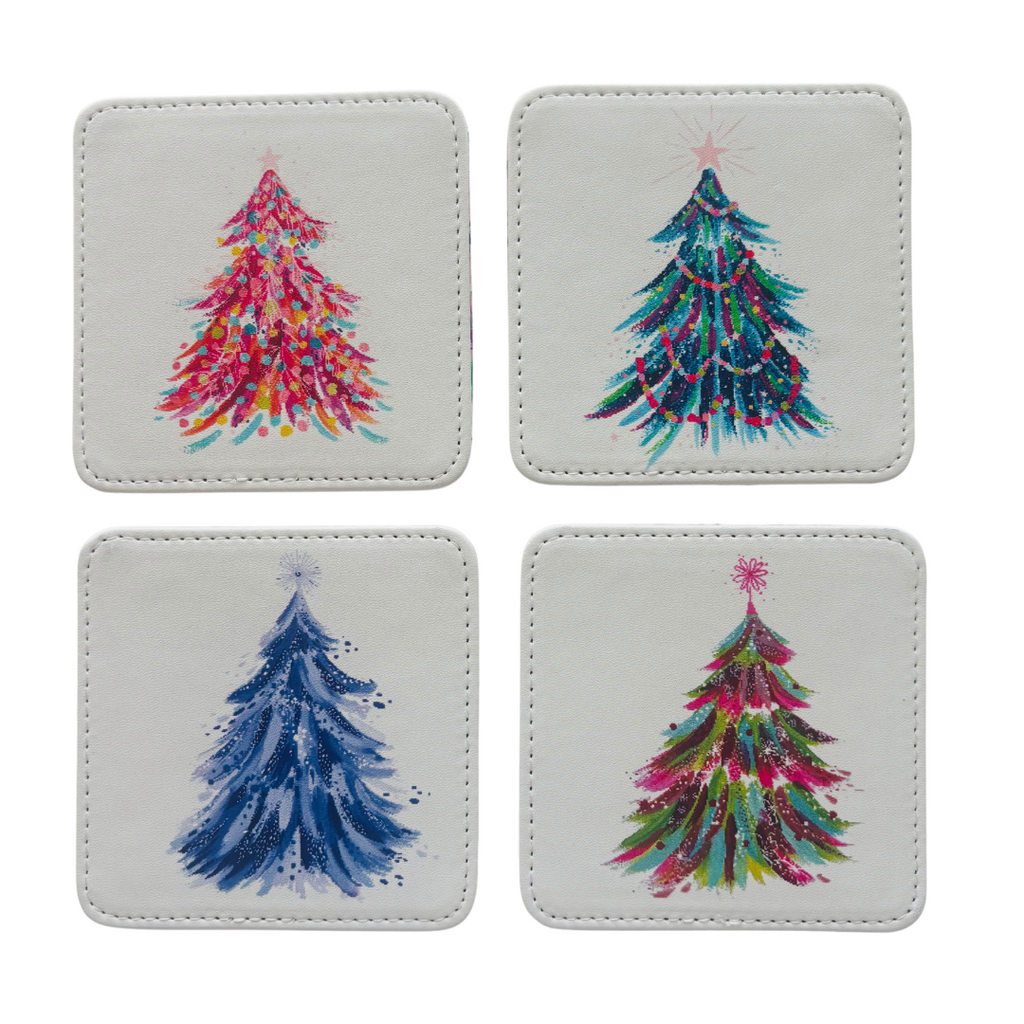 Spruce & Berries Holiday Coasters – Set of 4