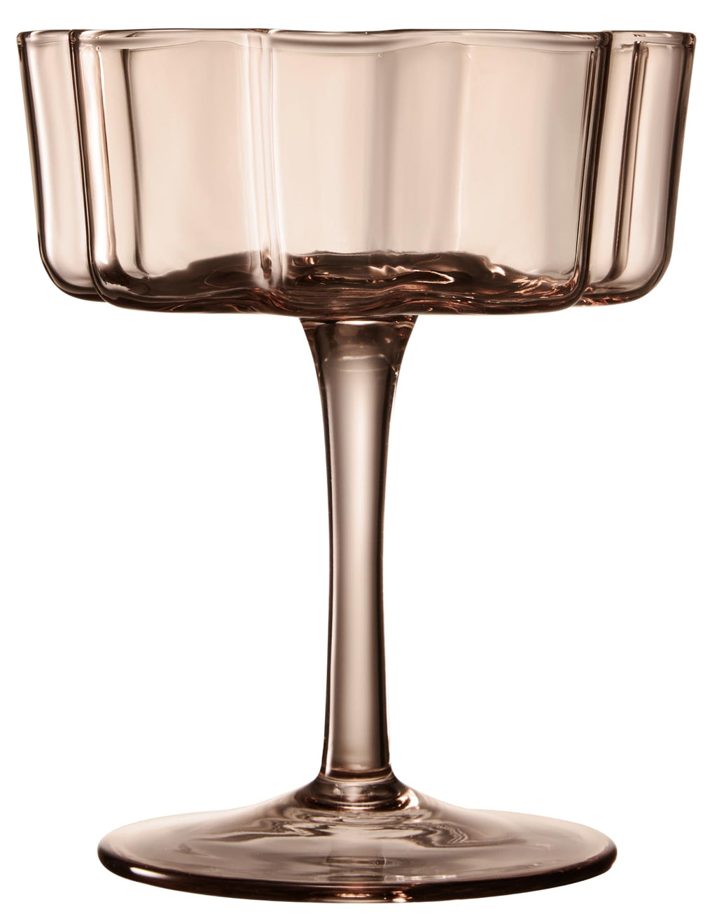Flower Wave Coupe Cocktail Glasses Set of 6 – Venus Brown Colored Drinkware for Home Entertaining