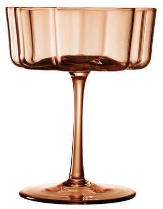 Flower Wave Coupe Cocktail Glasses Set of 6 – Venus Brown Colored Drinkware for Home Entertaining