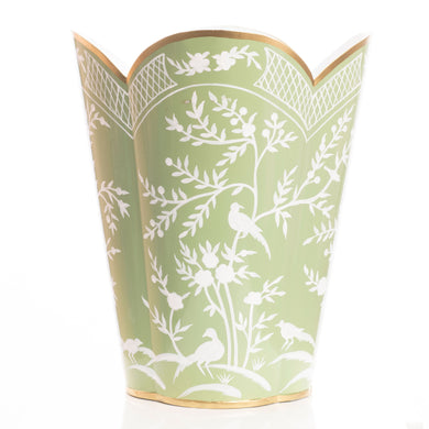 Grass Green & White Wastepaper Basket & Tissue (3 Options) | Classic Bath Décor