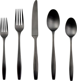 Cambridge Katerina Black Satin 20-Piece Flatware Set, 18/10 stainless steel