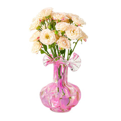 Blush Petal Small Hand-Blown Glass Flower Vase – 7-Inch Decorative Vase for Home Decor